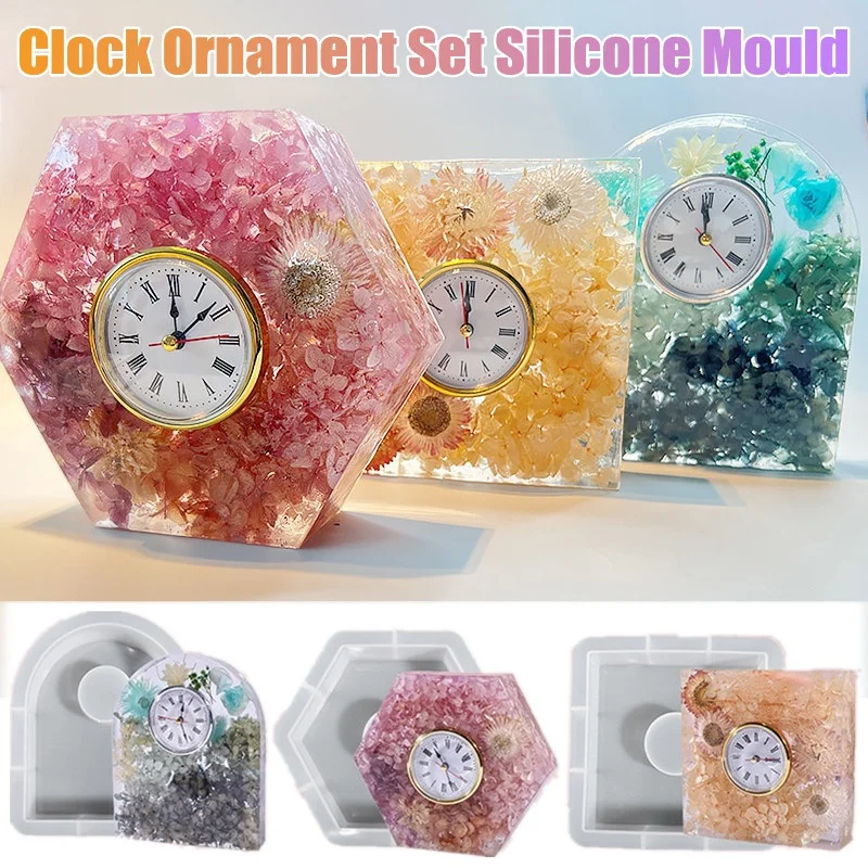 Silicone Epoxy Resin Molds Set - Ensemble d'ornements d'horloge pour bijoux, moule