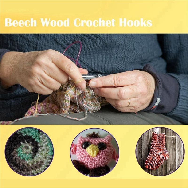 SEWS-80Pcs Crochets à Crochete - Wooden Crochet Hooks Ergonomic Handle avis et prix